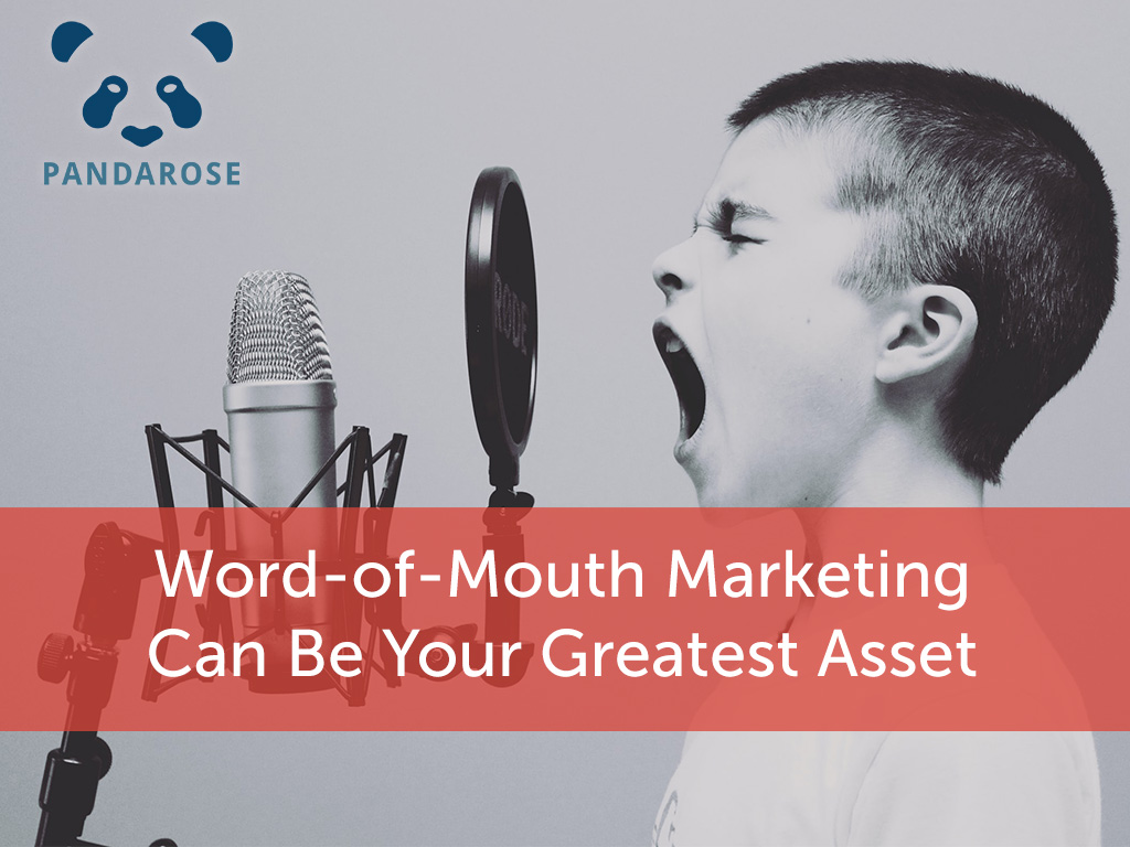 Boy yelling or singing into microsphone, Word-of-Mouth Marketing Can Be Your Greatest Asset Panda Rose Logo